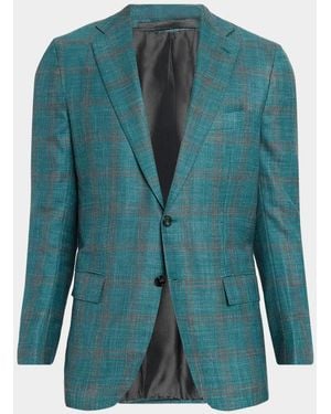 Kiton Apos;S Wool Plaid Single-Breasted Sport Coat - Green