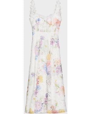 As It May Aveline Floral Lace Sweetheart Midi Dress - White