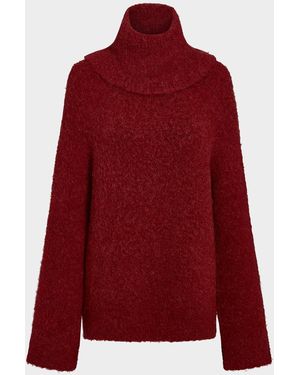 Vince Boucle Turtleneck Tunic Sweater - Red