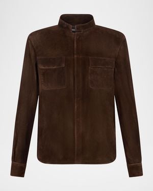 Boglioli Apos;S Stand-Collar Distressed Leather Jacket - Brown