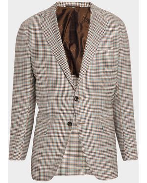 Kiton Apos;S Cashmere And Silk Multi-Check Deconstructed Sport Coat - Brown