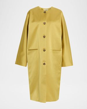 STAUD Liz Duchess Satin Overcoat - Yellow