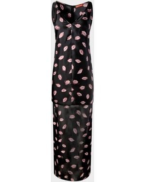 Altuzarra Katrin Lip-Print Silk Maxi Dress - Black