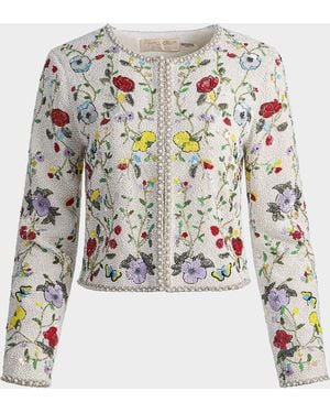Alice + Olivia Kidman Embellished Boxy Jacket - White