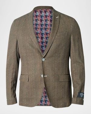 Maceoo Apos;S Descartes Vortex Grid Check Unconstructed Blazer - Green
