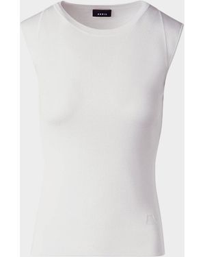 Akris Crewneck Stretch Silk Knit Top - White