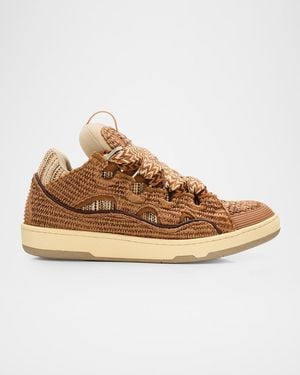 Lanvin Apos;S Faux-Raffia Curb Sneakers - Natural