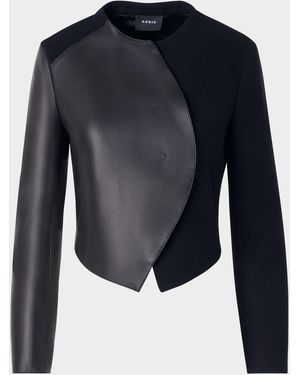 Akris Hynora Wool And Leather Asymmetric Jacket - Blue