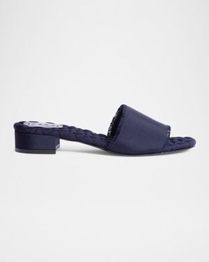 Aera Giorgia Grosgrain Kitten Mule Sandals - Blue