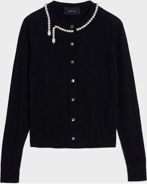 Simone Rocha Pearly Classic Merino Crewneck Cardigan - Black