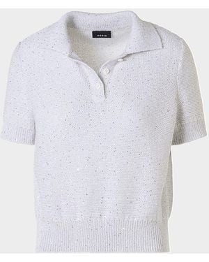 Akris Micro Sequined Short Knit Sweater - White