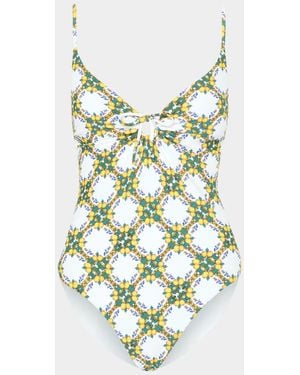 MILLY Lemon Tile Ring One-Piece Swimsuit - Green
