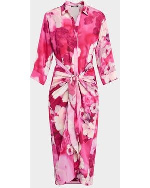 Emanuel Ungaro Imani Floral-Print Midi Wrap Dress - Pink