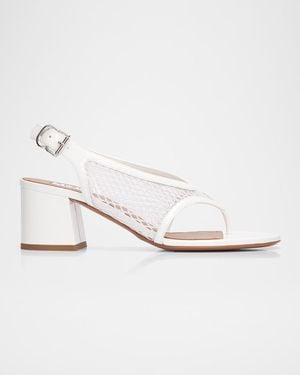 Alaïa 55Mm Fishnet Thong Slingback Sandals - White