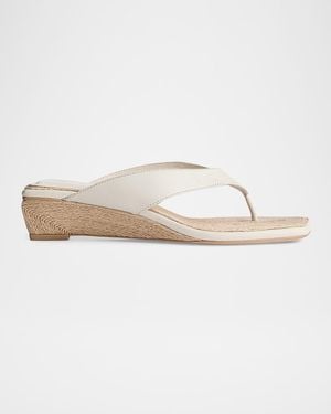 Rag & Bone Jo Jute And Leather Thong Wedge Sandals - White