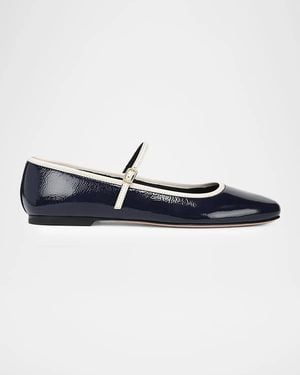 Veronica Beard Ellie Patent Leather Mary Jane Ballerina Flats - Blue