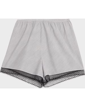 Maria McManus Lace Bias Shorts With Pinstripes - Gray
