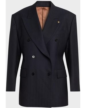 Versace Oversized Double-Breasted Blazer - Blue