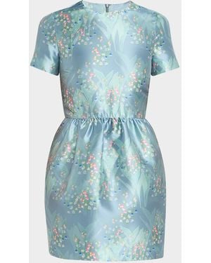 BERNADETTE Lexi Floral Satin Short-Sleeve Mini Dress - Blue