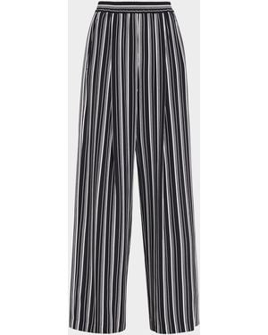 Michael Kors Striped Silk Pleated Wide-Leg Pajama Pants - Multicolor