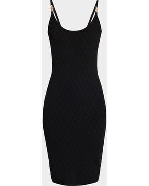 Versace Knit Jacquard Midi Dress - Black