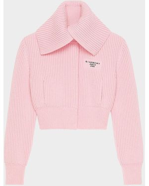 Givenchy Ribbed Oversized Collar Cardigan - Pink