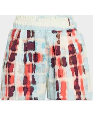 Silvia Tcherassi Giorgio Printed Cotton-Stretch Pull-On Shorts - Red