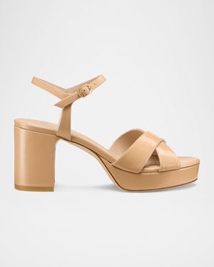 Stuart Weitzman Dayna Patent Crisscross Platform Sandals - Natural