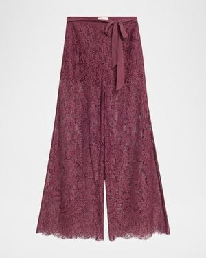 LoveShackFancy Riana Floral Lace Pants - Purple