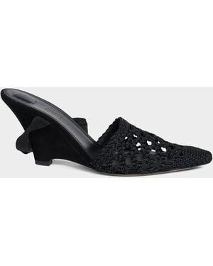 Jacquemus 80Mm Les Espadrilles Ankle-Tie Wedge Mules - Black