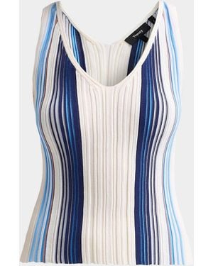 Theory Textured Stripe Scoopneck Tank - Blue
