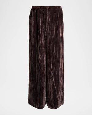 Proenza Schouler Meadow Crushed-Velvet Straight-Leg Pants - Brown