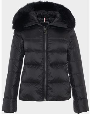 Gorski Short Down Apres-Ski Jacket With Detachable Toscana Lamb Hood Trim - Black