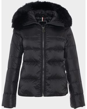 Gorski Short Down Apres-Ski Jacket With Detachable Toscana Lamb Hood Trim - Black