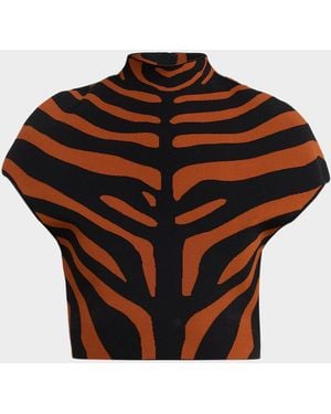Et Ochs Rumi Cropped Tiger Striped Knit Top - Multicolor