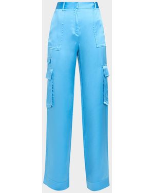 Ramy Brook Hannah Straight-Leg Satin Pants - Blue
