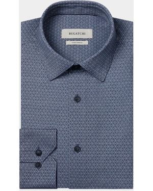 Bugatchi James Printed Cotton Shirt - Blue