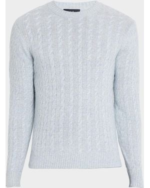dunhill Apos;S Cashmere And Linen Cable-Rib Crewneck Sweater - Blue