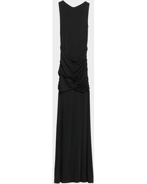 LAPOINTE Sleeveless Draped Jersey Trumpet Gown - Black