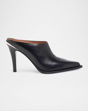 Partow Lainey Leather Stiletto Western Mules - Black