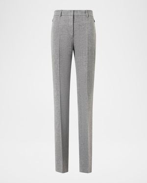 Akris Marilyn Linen-Wool Straight-Leg Pants - Gray