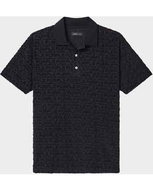 Purple Terry Towel Polo Shirt - Black