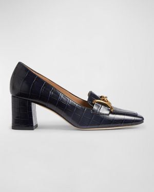 LK Bennett Samantha Croco Chain Loafer Pumps - Blue