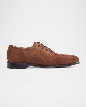 Paul Stuart Apos;S Suede Brogue Wingtip Derby Shoes - Brown