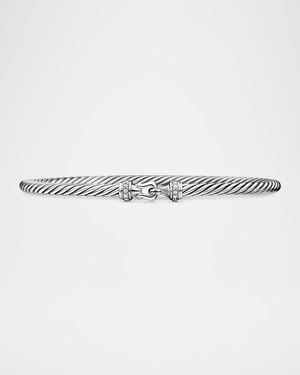 David Yurman 3Mm Cable Buckle Bracelet With Diamonds - White