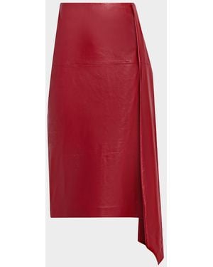 Co. Scarf Pleat Leather Skirt - Red