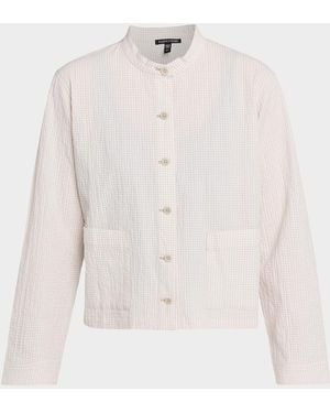 Eileen Fisher Seersucker Check Shirt Jacket - White