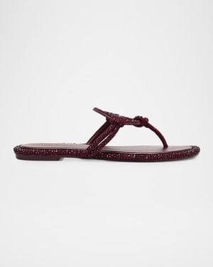 Tory Burch Miller Embellished Medallion Flat Thong Sandals - Brown