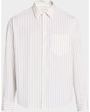 Ami Paris Apos;S Cotton Wide-Stripe Button-Down Shirt - White
