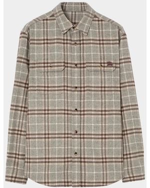 Burberry Apos;S Cadoc Wool Check Overshirt - Gray